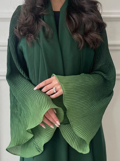 Muslim Flare Sleeve Casual Arabian Abayas Middle-East Elegant Open Front Abaya Turkey Kaftans Women Jilbabs Islamic Maxi Dresses