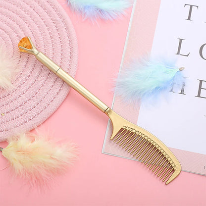 Custom Logo Diamond Comb Gel Pens Cute Signature Pen Kids School Supplies Unique Pen Cheap Kawaii Stationery Office Accessories