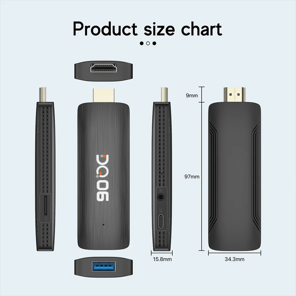 DQ06 ATV Mini TV Stick Android12 Allwinner H618 Quad Core Cortex A53 Support 8K Video 4K@60fps Wifi6 BT5.0 Build in BT Voice Rem