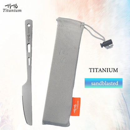 TiTo TiTanium Spork Spoon Tableware Combination Outdoor Camping Titanium Alloy Fork Collection Travel Knife Practical 3Pcs Set