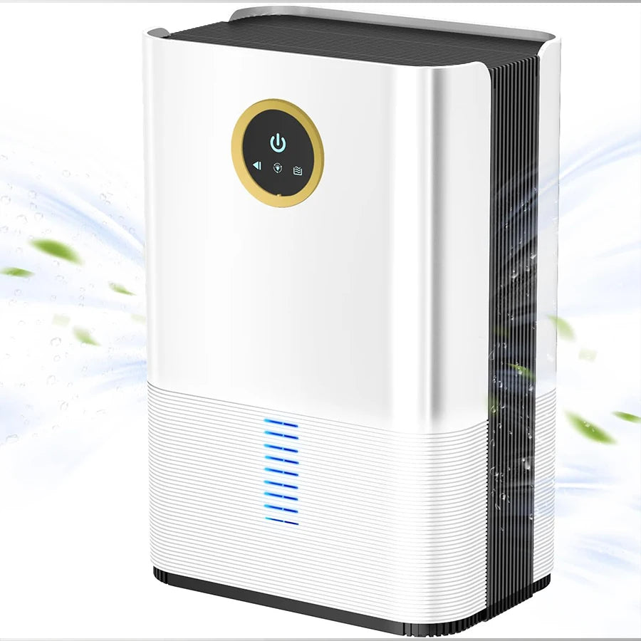 Portable Air Dehumidifier, Quiet Moisture Absorber with Auto/Manual Drainage for Home, Bedroom, Office, Kitchen - EU/US Plug