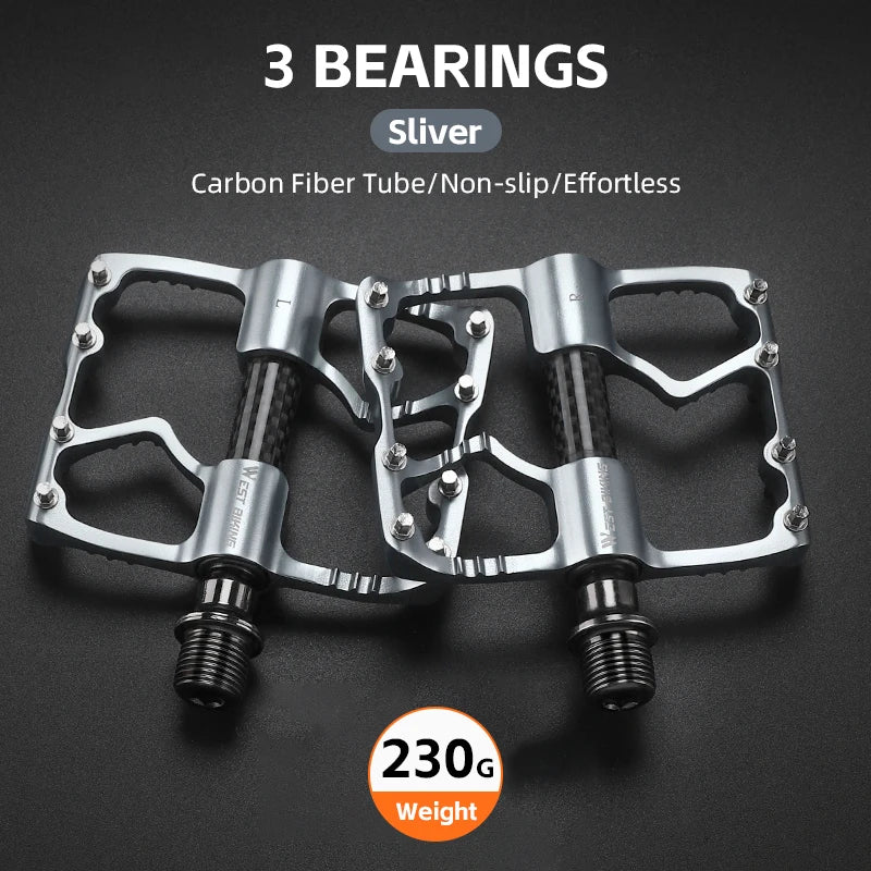 WEST BIKING MTB Cycling Pedals Sealed Bearing Ultralight Aluminum Alloy Footboard Anti-Slip Bicycle Platform Pedals Bike Parts