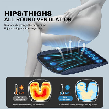 Universal Car Seat Summer Cool Air Seat Cushion With USB Fan Fast Blowing Ventilation Seat Cooling Refrigerated Car Seat
