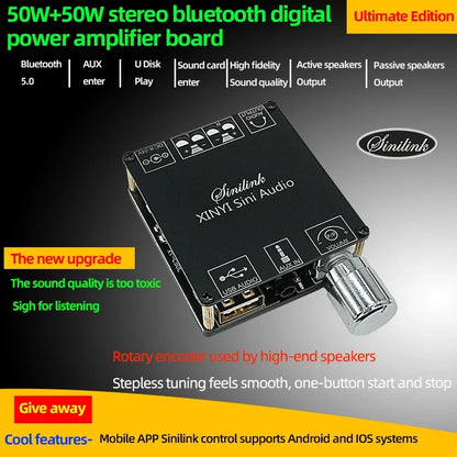 2*25W Audio Portable Resonance Vibration Speaker Bluetooth-Compatible DIY Stereo Class D Power Amplifier Subwoofer HiFi System