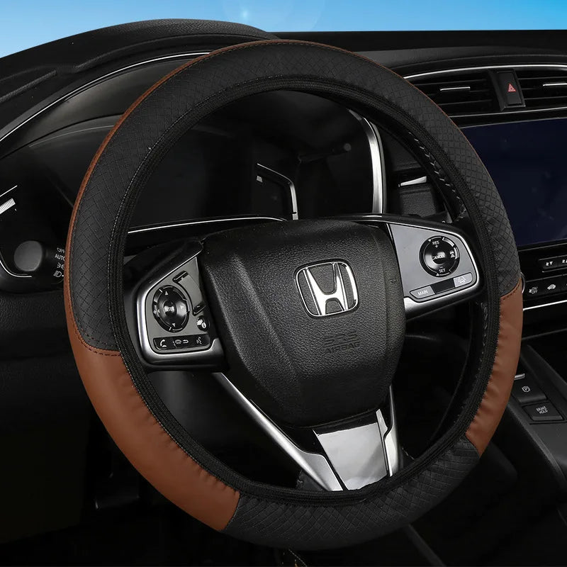 Car Steering Wheel Cover Breathable Anti Slip PU Leather Steering Covers Suitable 37-38cm Auto Decoration Car Accessories