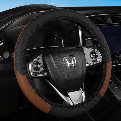 Car Steering Wheel Cover Breathable Anti Slip PU Leather Steering Covers Suitable 37-38cm Auto Decoration Car Accessories