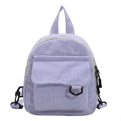 Fashion Women Mini Backpack Solid Color Corduroy Small Backpacks Simple Casual Student Bookbags Traveling Backpacks