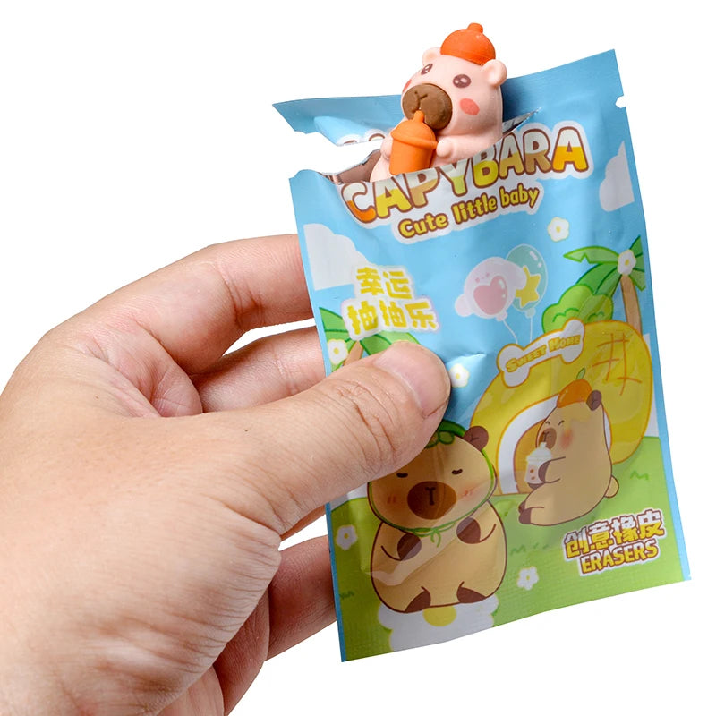 New In 32Pcs/Box Capibala Blind Box Cute Doll Eraser Action Pencil Doll Student Supplies Stationery Children's Gifts