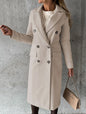 Women's Spring Style New Set Versatile Woolen Coat Solid Color Long Sleeve Double breasted Insert Pocket