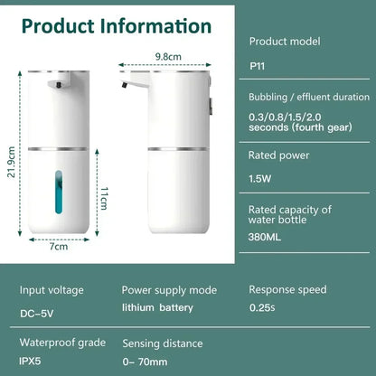 Xiaomi 380ML Automatic Foam Soap P11 Dispenser Bathroom Smart Washing Hand Machine With USB Charging ABS 4 Level Adjustable