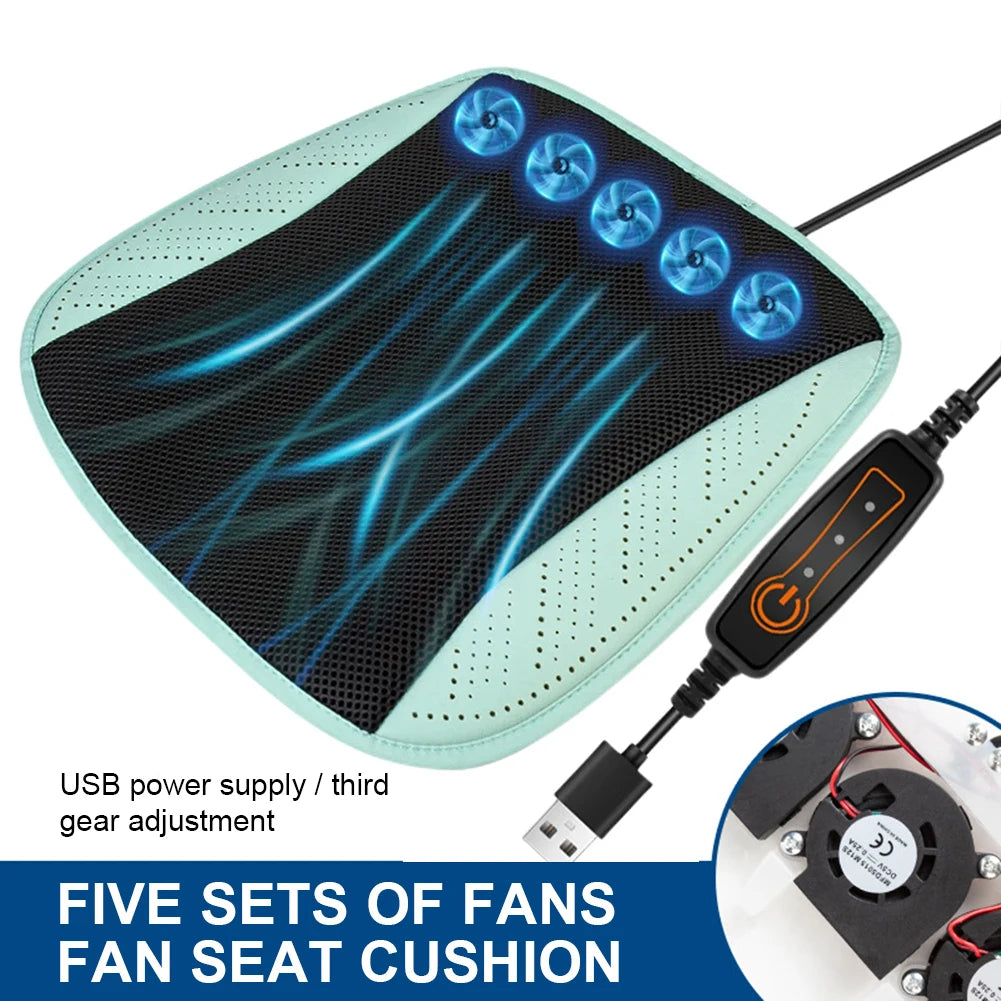 Universal Car Seat Summer Cool Air Seat Cushion With USB Fan Fast Blowing Ventilation Seat Cooling Refrigerated Car Seat