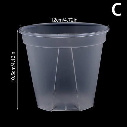 1Pc Clear Flower Pot Planter With Tray 10cm/12cm/14cm PP Transparent Flower Pot Orchid Pot With Holes For Home Office Desk