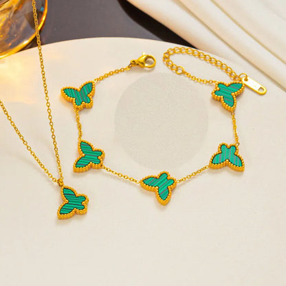1/2/3Pcs 18K Gold Plated Stainless Steel Butterfly Bracelet for Women, Elegant Butterfly Hand Decor Necklace Bracelet Jewelry