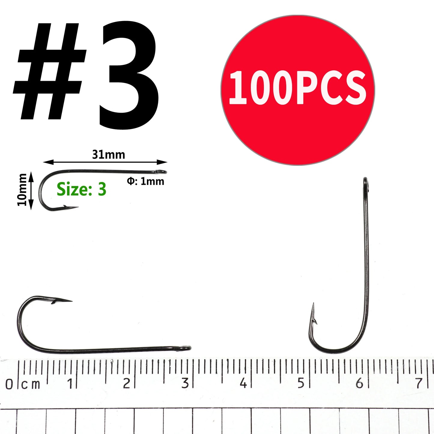 Wifreo 100PCS Aberdeen Long Shank Fish Hook Saltwater Fresh Water Fishing Hooks Sabiki Rig Streamer Fly Hook Size 16 to  2/0 3/0