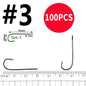 Wifreo 100PCS Aberdeen Long Shank Fish Hook Saltwater Fresh Water Fishing Hooks Sabiki Rig Streamer Fly Hook Size 16 to  2/0 3/0