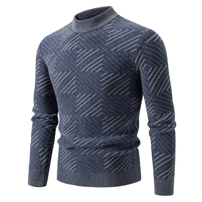 2025 High Quality Men's New Autumn and Winter Casual Warm Color Block Sweater Knit Tops Man Clothes