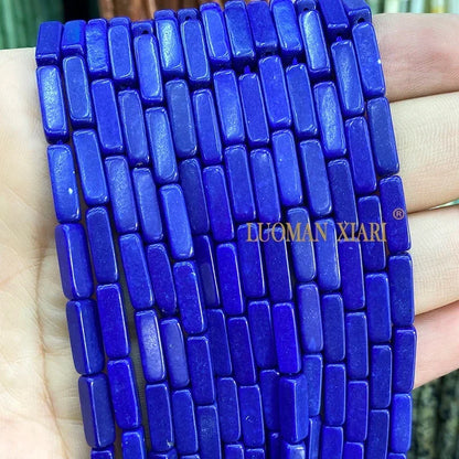 4x13mm Square Natural Stone Light Lavender Chalcedony Loose Spacer Beads for Jewelry Making Diy Bracelet Charms Accessories