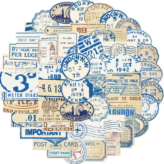 50PCS Travel Ticket Sticker Retro Style Handbook Material Phone Case Laptop Luggage Decorative Stickers