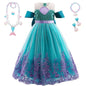 Fancy Mermaid Costumes for Girls 4-10 Y Ariel Cosplay Birthday Princess Dress Halloween Carnival Party Gown Girls Mermaid Dress
