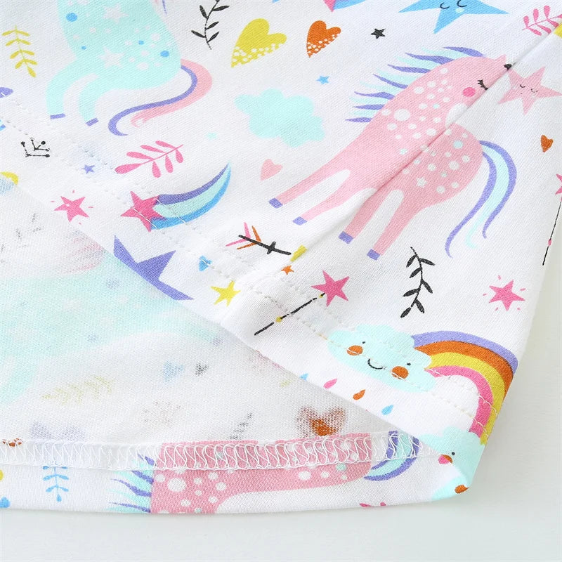 2-7T Jumping Meters Rainbow Short Sleeve Baby Princess Dresses Summer Girls Party Dress  Children Clothing Toddler Dresses