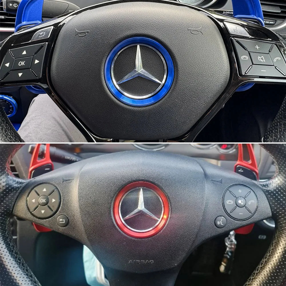 Car Steering Wheel Emblem Decoration Ring Stickers Cover For Mercedes Benz GLE CLA GLA W212 W246 W204 C117 W166 X204 Accessories