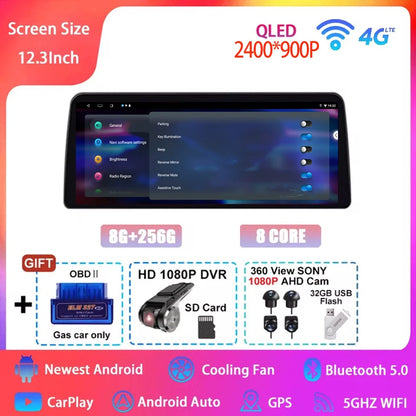 12.3  For Mazda 3 Mazda3 3 Axela BM 2013 - 2019 Android 14 QLED Screen GPS Car Radio Video Player Multimedia Navigation Carplay