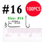 Wifreo 100PCS Aberdeen Long Shank Fish Hook Saltwater Fresh Water Fishing Hooks Sabiki Rig Streamer Fly Hook Size 16 to  2/0 3/0