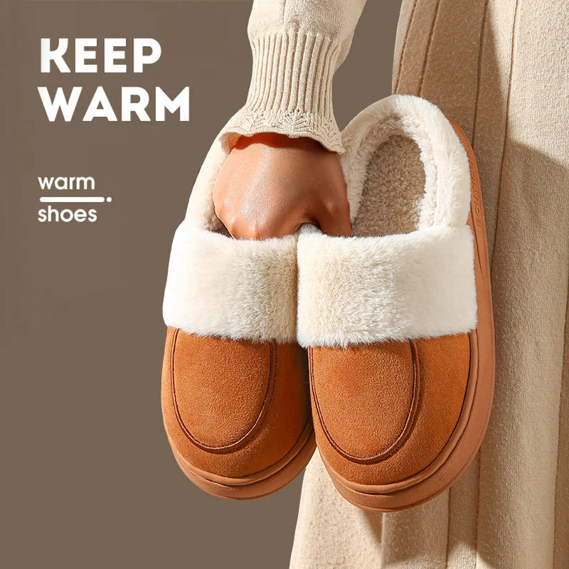 2024 New Winter Trend Concise Indoor Mule Warm Cosy Non-slip Plush Slippers For Women Closed-toe Slides Ladies Home Cotton Shoes