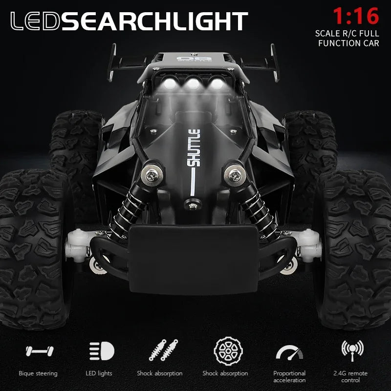 2024 New RC Car 1:16 2.4Gh Model With LED Lights 2WD Off-road Remote Control Climbing Vehicle Outdoor Cars Drift Toys Boys Gifts