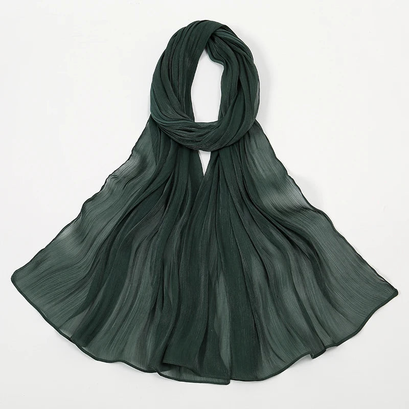 New Premium Silk Crinkle Hijab Scarf Women Shawls Plain Muslim Women Hijabs Breathab Islam Women Turban Pleated Scarf Ramadan