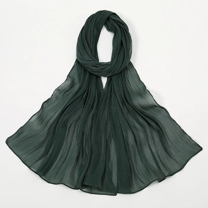 New Premium Silk Crinkle Hijab Scarf Women Shawls Plain Muslim Women Hijabs Breathab Islam Women Turban Pleated Scarf Ramadan