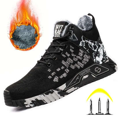 Winter Men Boots Steel Toe Safety Shoes Winter Boots Keep Warm Fur Security Protection Shoes Anti-Smash Thick Plush Work Boots