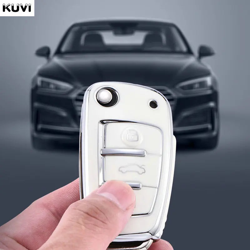 Soft TPU Car Flip Key Case Cover Holder For Audi A1 A3 A6 A6L Q2 Q3 Q7 TTS R8 S6 RS3 Key Protection Shell Fob Accessories