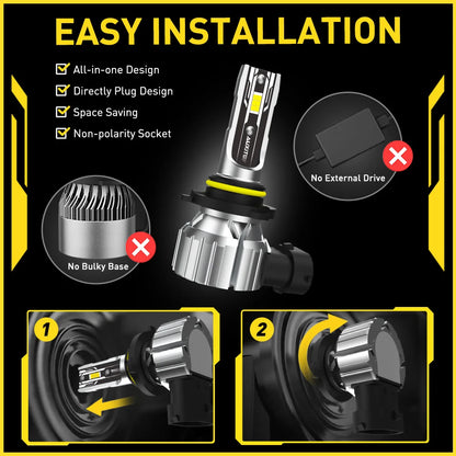 AUXITO 2Pcs HB4 9006 LED Fog Lamp Bulb H8 H11 9005 HB3 LED Bulbs Fog Light Head Light 50W High Power Fanless 6500K ZES Chip 12V