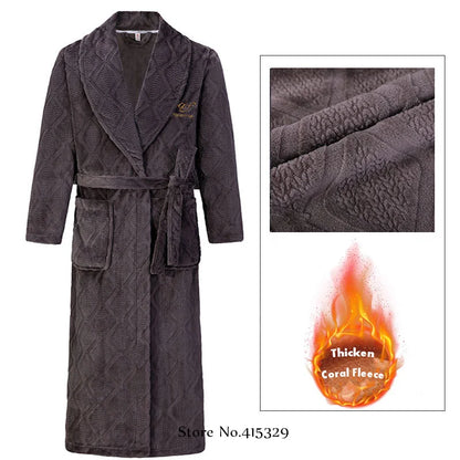 Big Size 3Xl 4Xl Kimono Robe Gown Winter New Men's Homewear Coral Fleece Bathrobe Shower Peignoirs Loose Thicken Nightwear