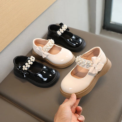 Children Fashion Pearl Leather Shoes Baby Girls Soft Bottom Party Princess Shoes Kids Non-slip Casual Flats Infant shoes