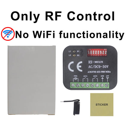433-900MHz Tuya WiFi and RF Control Switch AC/DC 9-30V /85-250V 2CH Garage Smart Home Receiver for Smart Life Alexa Google Home