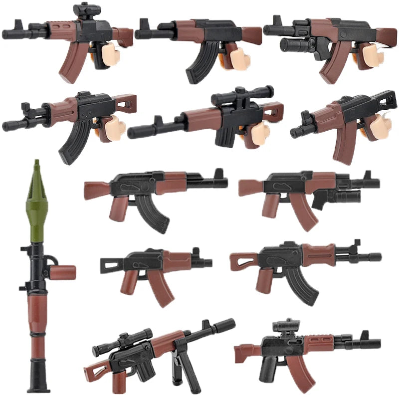 WW2 German Weapon Building Block 98K Two-color Gun US M1911 Soviet RPG Military Soldier Figure Accessories Rifle Pistol Toy C349
