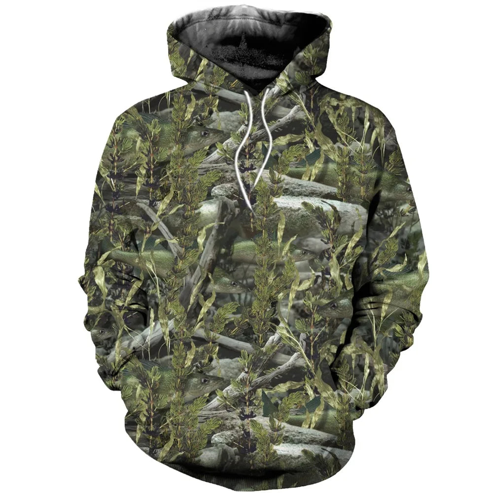 2024 Four Seasons Maple Leaf Camouflage 3D Sports Shirt Men's Fishing Outdoor Camping Hunting Clothing Jacket Men's Hoodie