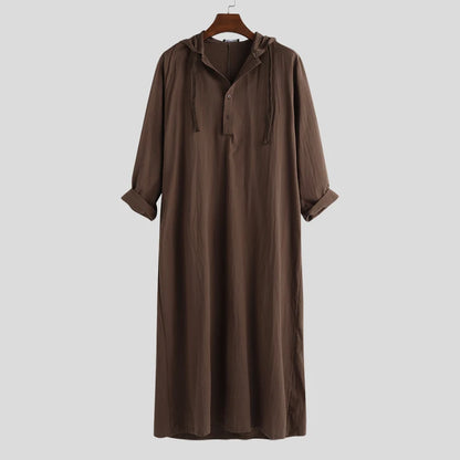 INCERUN Islamic Jubba Thobe Long Sleeve Robe Shirts Hoodies Saudi Arab Kaftan Long Jubba Thobe Hombre Muslim Men Abaya Clothing