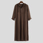 INCERUN Islamic Jubba Thobe Long Sleeve Robe Shirts Hoodies Saudi Arab Kaftan Long Jubba Thobe Hombre Muslim Men Abaya Clothing