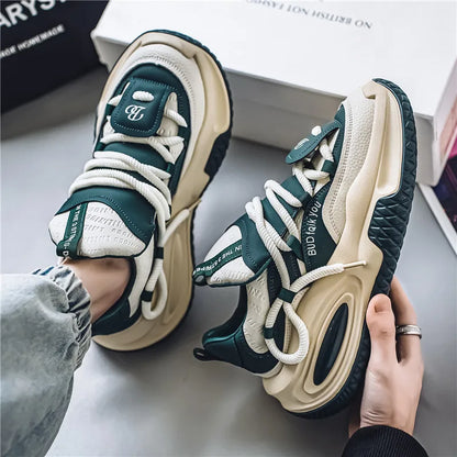 Fashion Platform Sneakers Men British Style Winter Walking Shoes For Men Street Style Chunky Vulcanized Shoes Sneakers Male 2024