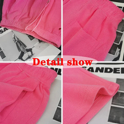 Lucyever Blue Pink Black Women's Shorts 2025 Summer High Waist Wide Leg Shorts for Women Casual Loose Soft Sports Short Pants