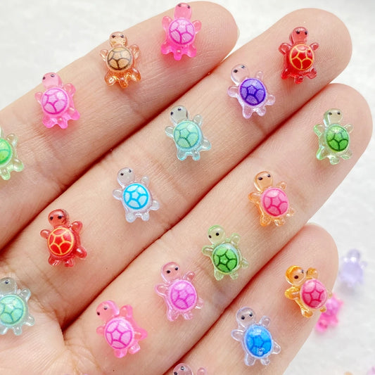 100Pcs Cute Resin Cartoon Little Turtle Nail Art Resin Designer Charms DIY Craft For Nail 3D Decorations Jewelry