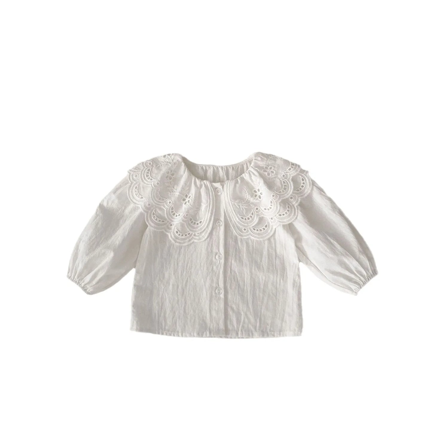 MILANCEL New 2024 Autumn Baby Girls Shirt 0-3Y Sweet Double Layer Lace Turn Down Collar Blouse Toddler Long Sleeve Base Top