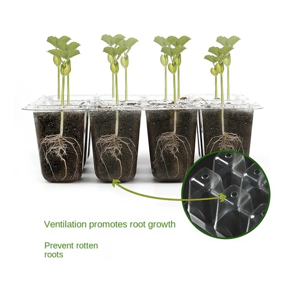 6/12Grids Seed Starter Tray with Ventilation Hole Seeds Growing Cultivation Planting Box Mini Greenhouse Plant Starter Kit