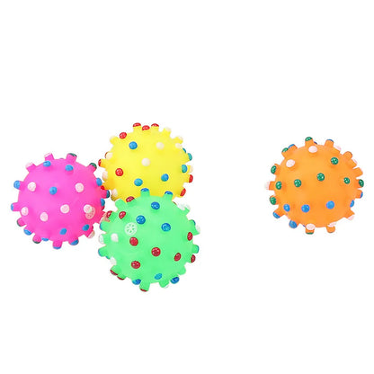 Round Dog Ball Toy Durable Puppy Training Ball Decompression Display Mold Squeaky Interactive Training Spike Ball Sounding Toy