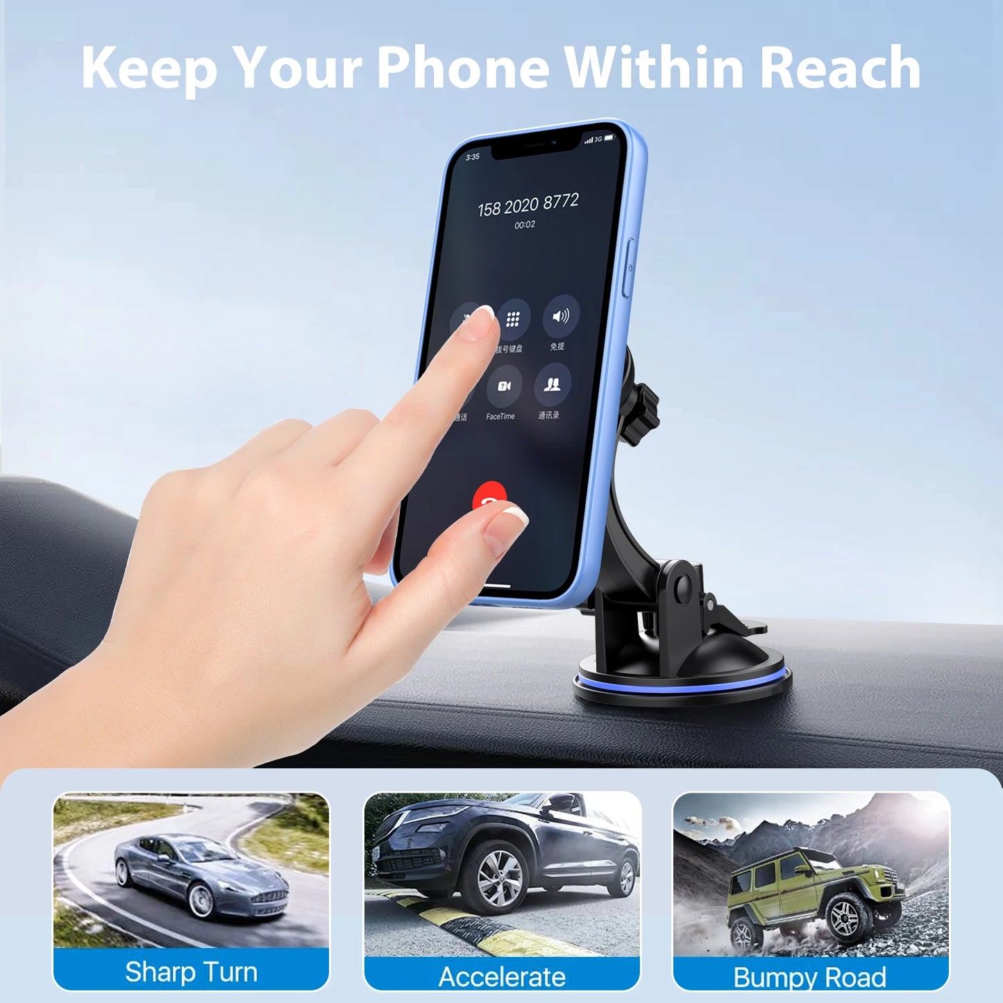 Car Phone Holder Mount Stand Sucker Suction Cup Air Vent Smartphone Mobile Cell Support in Car Bracket for iPhone Samsung Xiaomi
