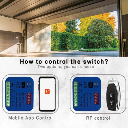 433-900MHz Tuya WiFi and RF Control Switch AC/DC 9-30V /85-250V 2CH Garage Smart Home Receiver for Smart Life Alexa Google Home