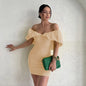 New spring style sexy waist slimming pleated shoulder bag hip dress
